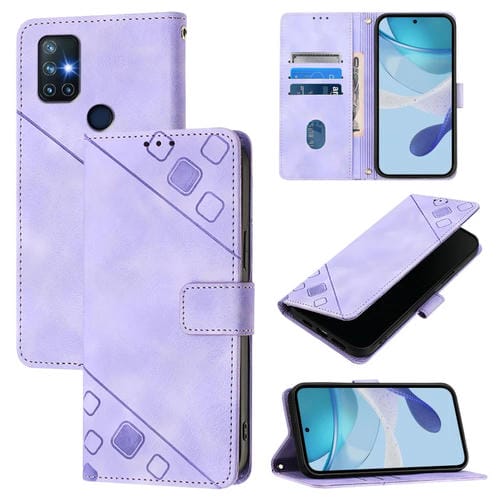Funda de Piel con Relieve para OnePlus Nord N10 5G (Morado Claro)