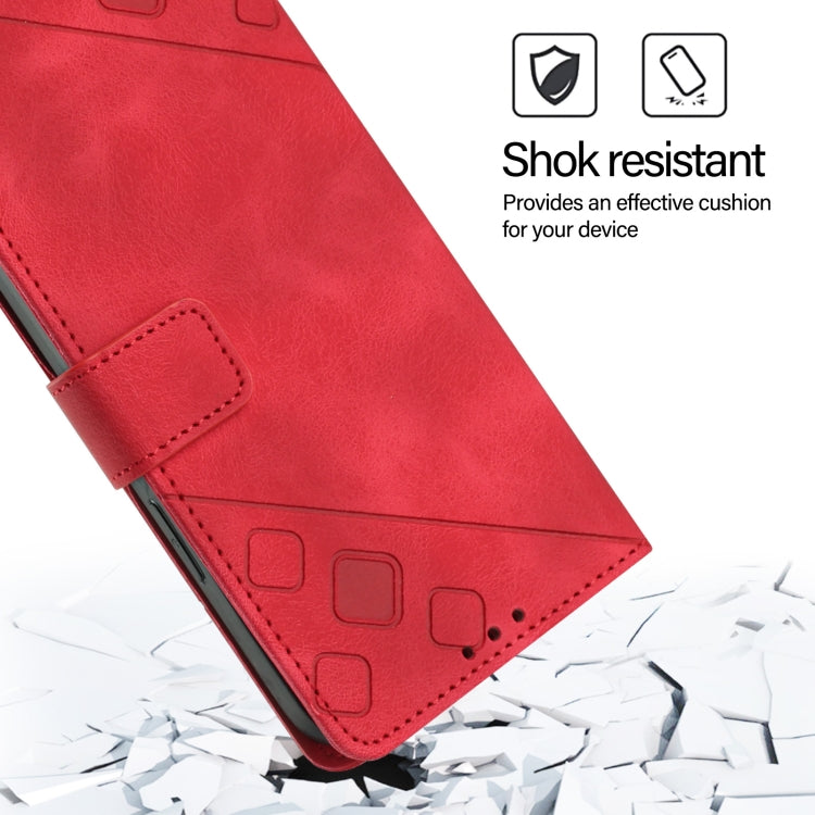 Funda de Piel con Relieve para OnePlus Nord N10 5G (Roja)