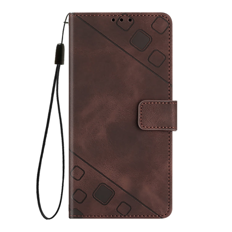 Funda de Piel con Relieve para OnePlus Nord N10 5G (Marrón)
