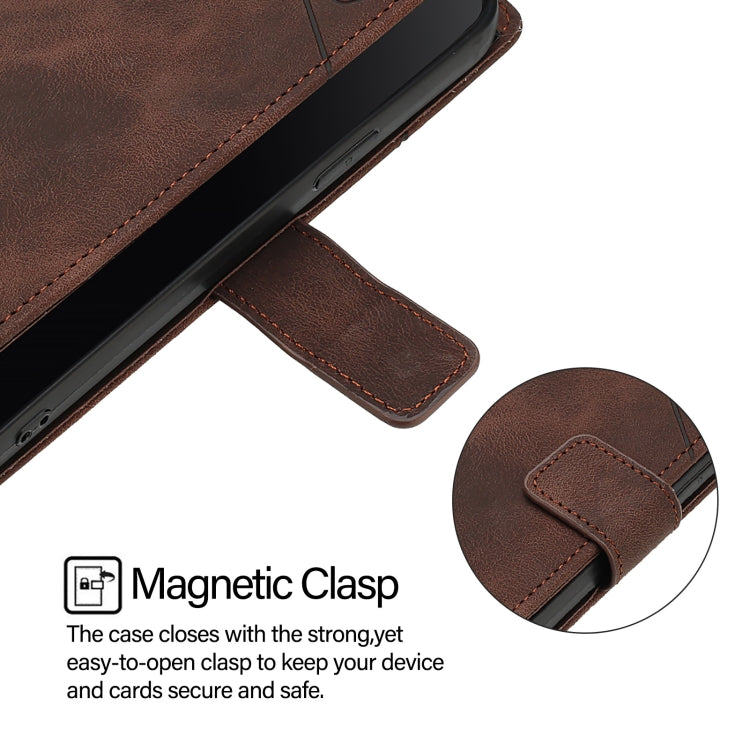 Funda de Piel con Relieve para OnePlus Nord N10 5G (Marrón)