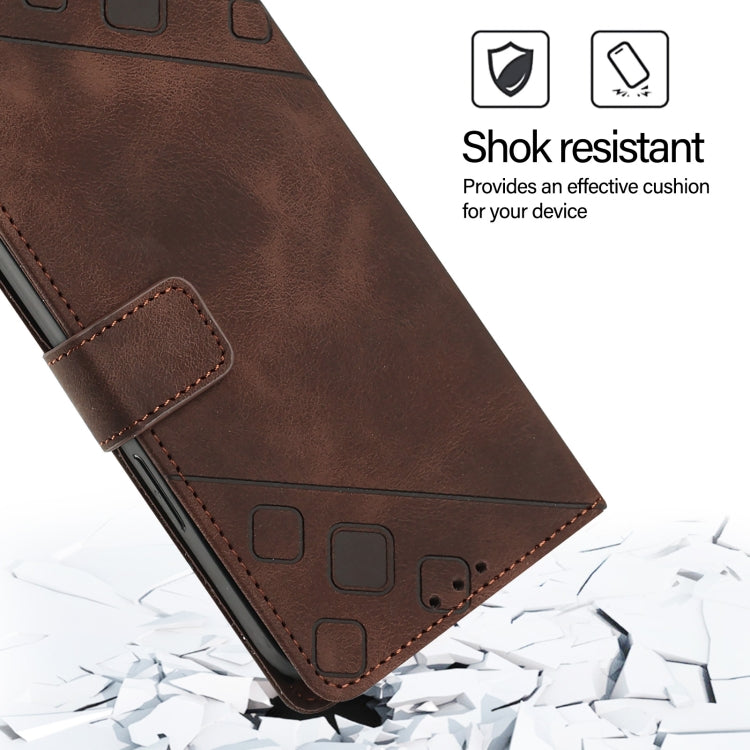 Funda de Piel con Relieve para OnePlus Nord N10 5G (Marrón)