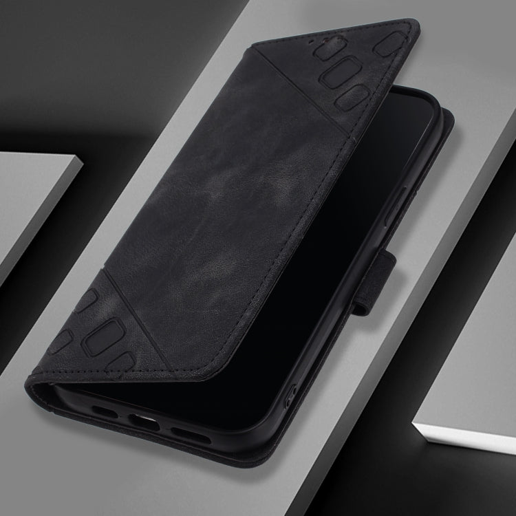 Funda de Piel con Relieve para OnePlus Nord N10 5G (Negra)