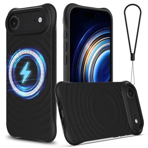 Funda de silicona líquida magnética MagSafe con textura Air Wave para iPhone 17 (negra)