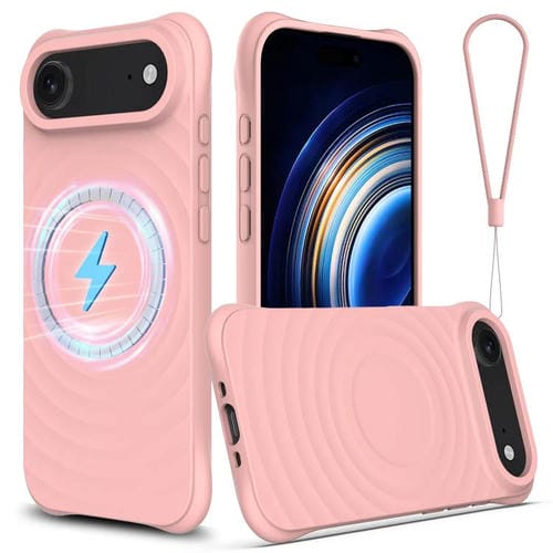 Funda de silicona líquida magnética MagSafe con textura Air Wave para iPhone 17 (rosa)