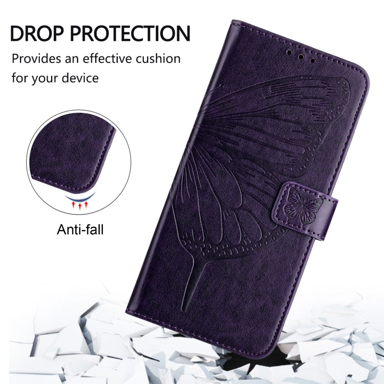 Funda de Cuero OnePlus Nord N10 5G con Diseño de Mariposa En Relieve (Morado Oscuro)