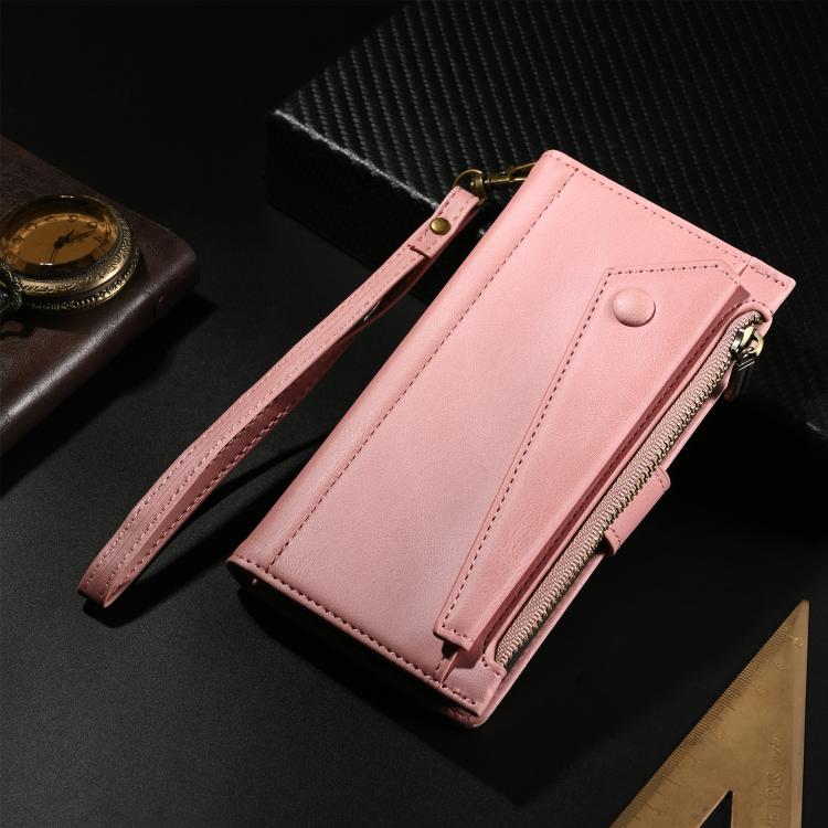 Funda de cuero retro ESEBLE con protección RFID para Motorola Moto G86 Power (oro rosa)