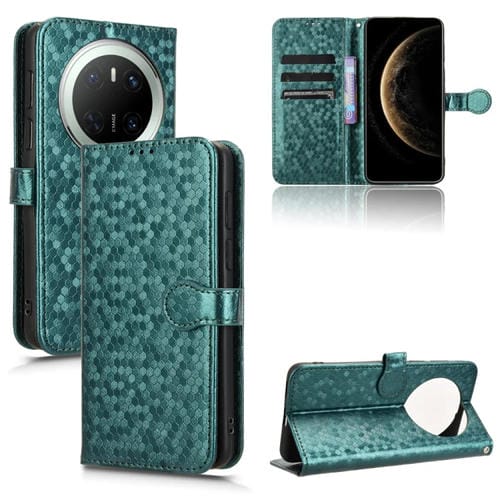 Funda de Cuero Huawei Mate 70 con Textura de Puntos Panal (Verde)