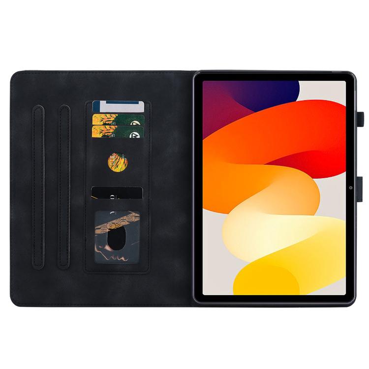 Funda de piel con relieve Lily para Redmi Pad 2 / Redmi Pad SE 11 2025 (negra)
