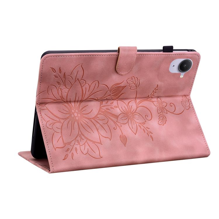 Funda de piel con relieve de lirio para Xiaomi Redmi K Pad de 8,8 pulgadas (rosa)