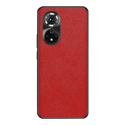 Funda para Teléfono Honor 50 de Cuero PU con Textura Cruzada (Rojo)