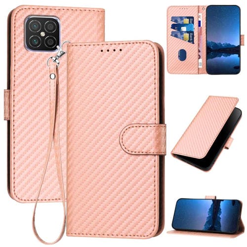 Funda de Cuero con Hebilla de Fibra de Carbono y Cordón para Huawei Nova 8 Se Yx0070 (Rosa)