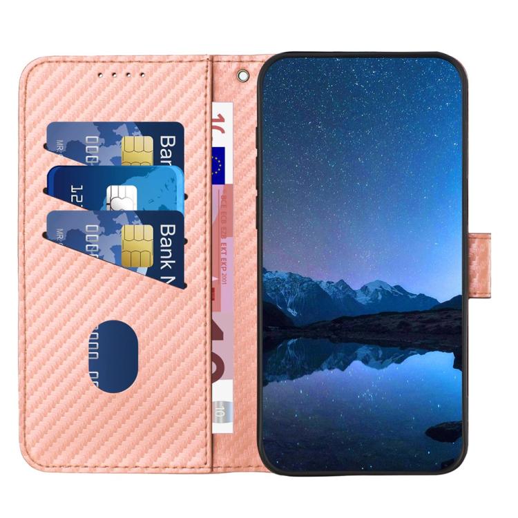 Funda de Cuero con Hebilla de Fibra de Carbono y Cordón para Huawei Nova 8 Se Yx0070 (Rosa)
