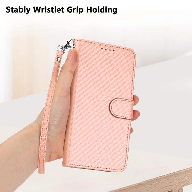 Funda de Cuero con Hebilla de Fibra de Carbono y Cordón para Huawei Nova 8 Se Yx0070 (Rosa)