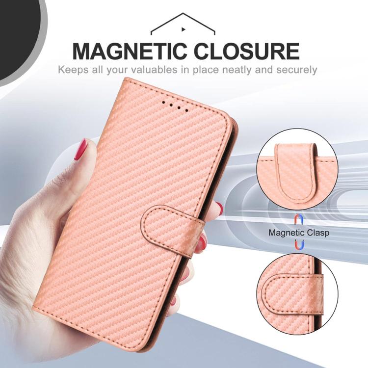 Funda de Cuero con Hebilla de Fibra de Carbono y Cordón para Huawei Nova 8 Se Yx0070 (Rosa)