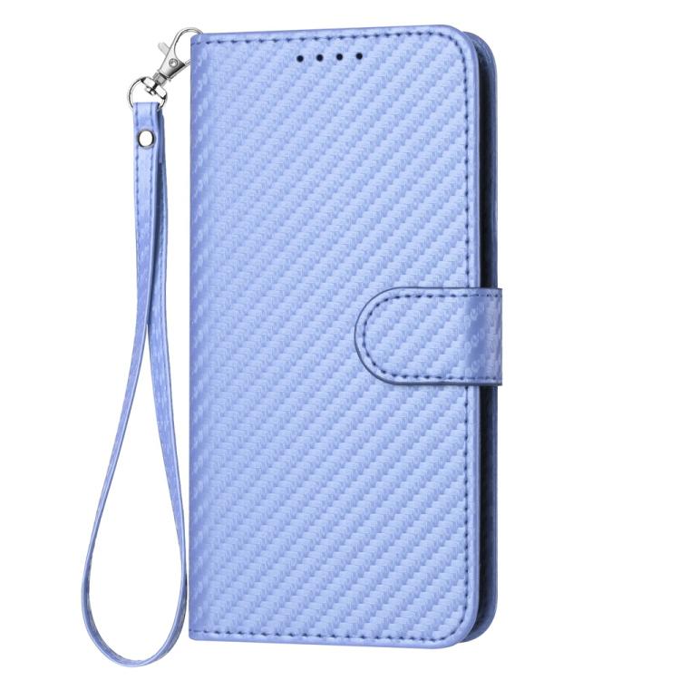 Funda de Cuero Huawei P60 / P60 Pro Yx0070 con Hebilla de Fibra de Carbono y Cordón (Morado Claro)