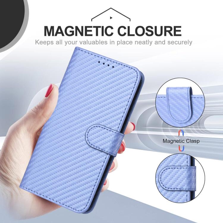 Funda de Cuero Huawei P60 / P60 Pro Yx0070 con Hebilla de Fibra de Carbono y Cordón (Morado Claro)