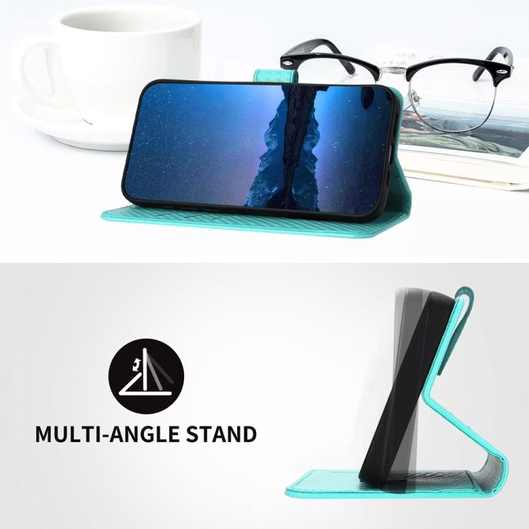 Funda de Cuero con Hebilla de Fibra de Carbono para Huawei Enjoy 20E Yx0070 con Cordón (Azul Claro)