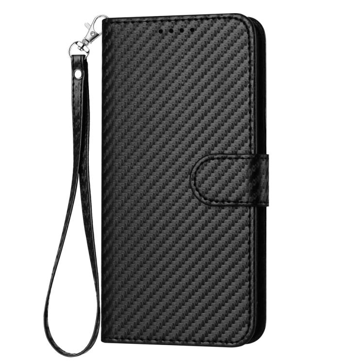 Funda de Cuero con Hebilla de Fibra de Carbono para Huawei Enjoy 20E Yx0070 con Cordón (Negro)