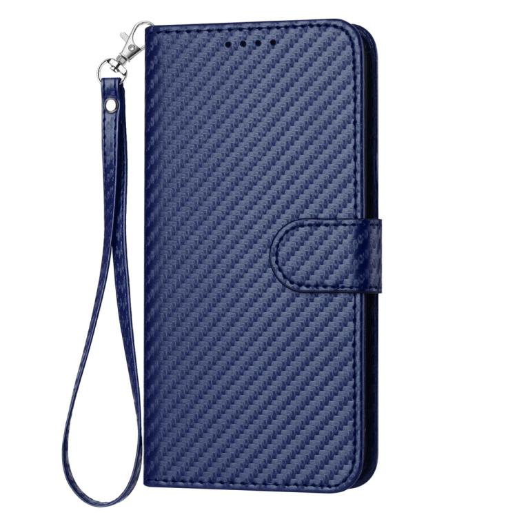 Funda de Cuero con Hebilla de Fibra de Carbono y Cordón para Huawei Enjoy 70/Nova Y72 Yx0070 (Azul)