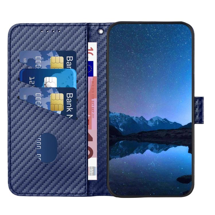 Funda de Cuero con Hebilla de Fibra de Carbono y Cordón para Huawei Enjoy 70/Nova Y72 Yx0070 (Azul)
