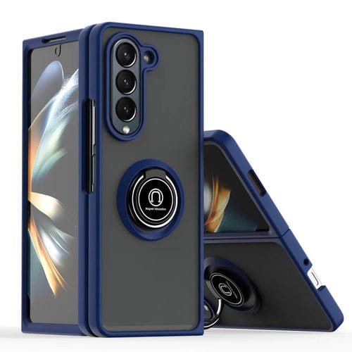 Funda de TPU + PC con anillo para Samsung Galaxy Z Fold5 Q Shadow 1 Series (azul real)