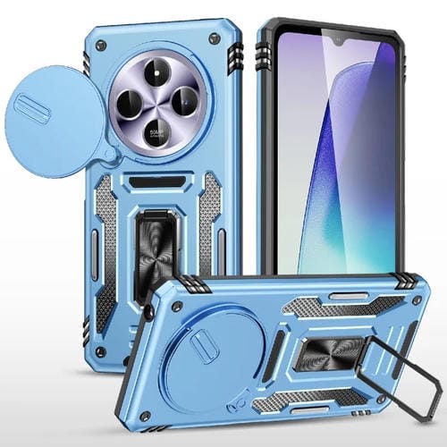Funda Protectora para Teléfono Redmi 14C Armor PC + TPU con Cámara (Azul Claro)