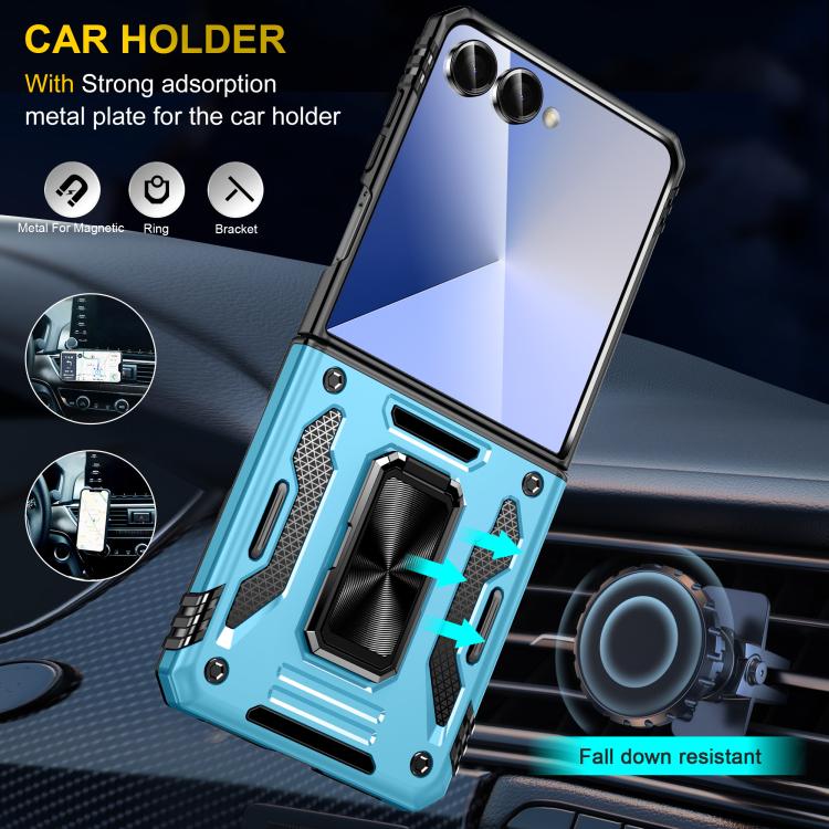 Funda protectora de PC y TPU para Samsung Galaxy Z Flip7 5G (azul claro)