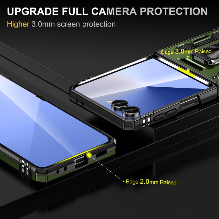 Funda protectora de PC y TPU para Samsung Galaxy Z Flip7 5G (verde oliva)