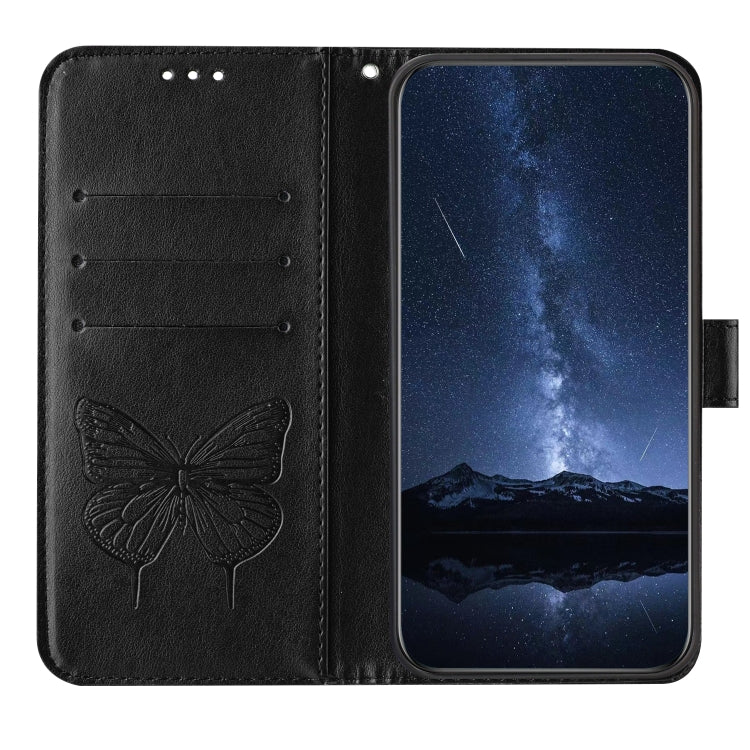 Funda de Cuero con Relieve de Mariposa para TCL 50 Pro Nxtpaper (Negra)