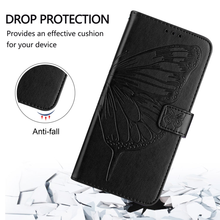 Funda de Cuero con Relieve de Mariposa para TCL 50 Pro Nxtpaper (Negra)