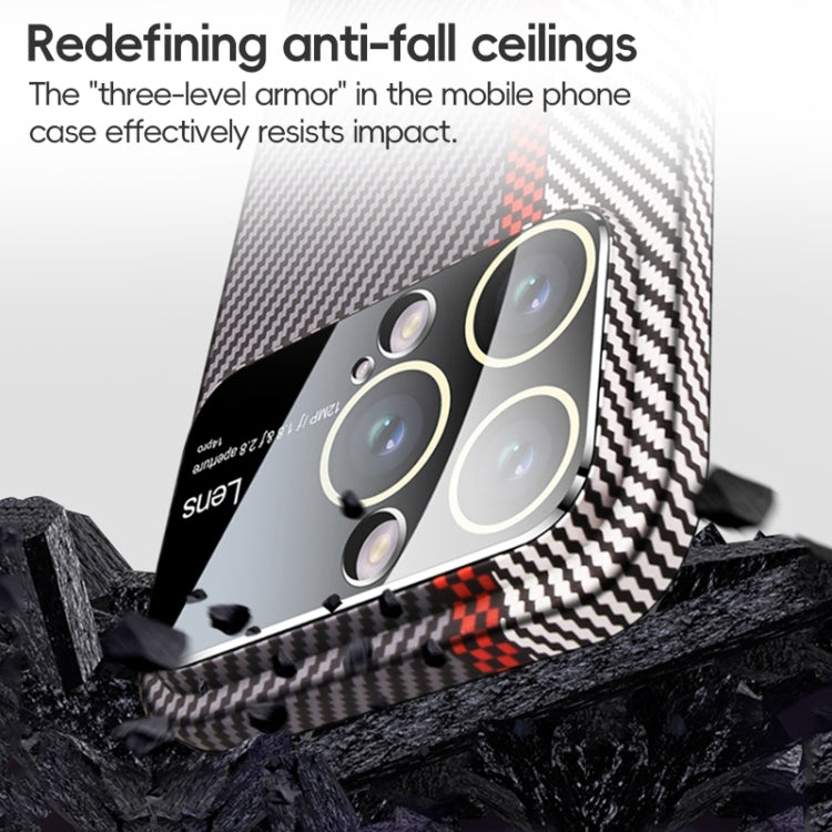 Funda para Teléfono iPhone 15 Fibra de Carbono a Prueba de Golpes con Ventana Grande (Verde Morado) - MOVILSTORE