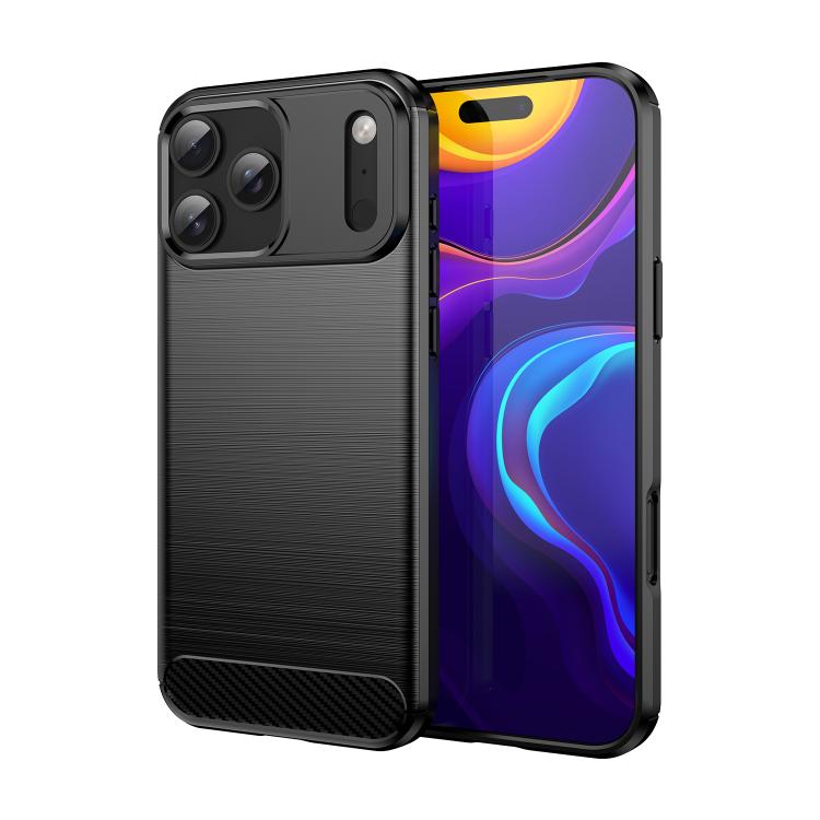 Funda de TPU de fibra de carbono con textura cepillada para iPhone 17 Pro Max (negra)