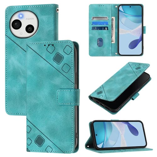 Funda de Cuero con Relieve para Teléfono Sharp Aquos Sense9 (Verde)