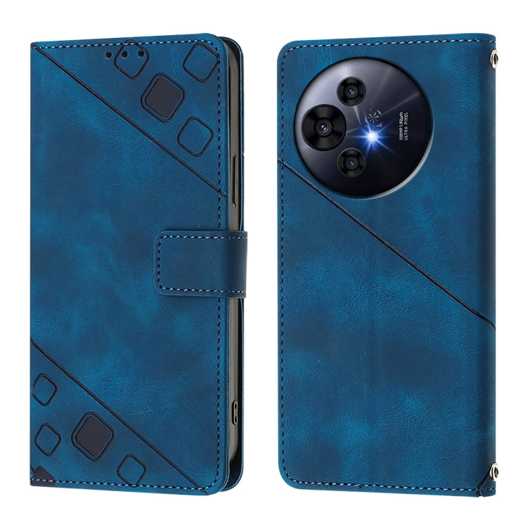 Funda de Cuero con Relieve Nxtpaper Skin Feel para Teléfono TCL 50 Pro (Azul)