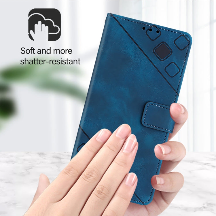 Funda de Cuero con Relieve Nxtpaper Skin Feel para Teléfono TCL 50 Pro (Azul)