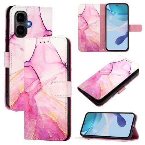 Funda de cuero con tapa y diseño de mármol para Infinix Smart 10 / Tecno Pop 10 PT003 (rosa, morado y dorado)