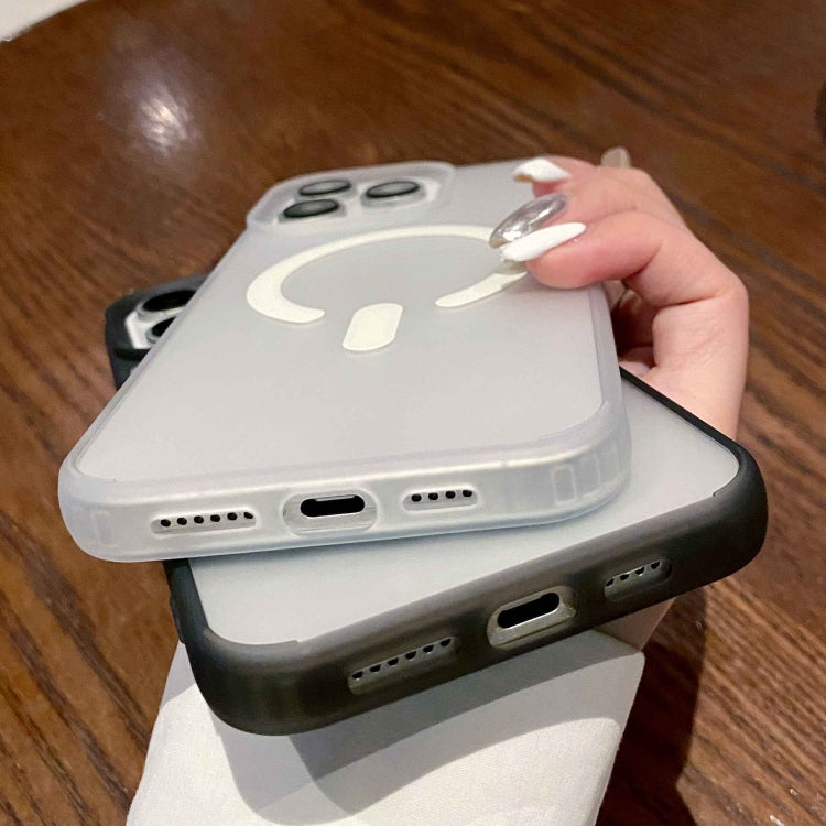 Estuche para iPhone 15 Magsafe Transparente Esmerilado Doble Cara (Blanco) - MOVILSTORE