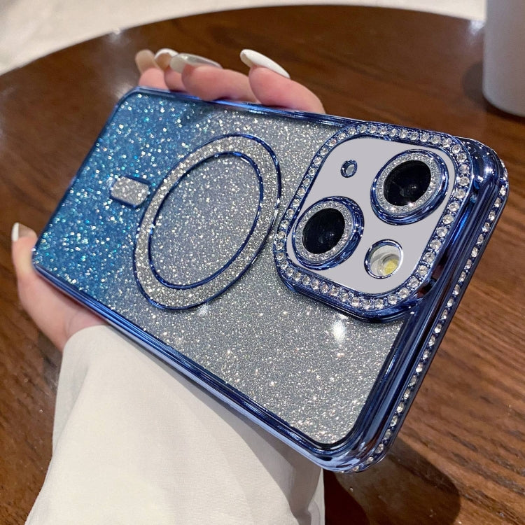 Estuche para Teléfono iPhone 15 Magsafe Chapado en Brillo con Degradado de Diamante (Azul) - MOVILSTORE