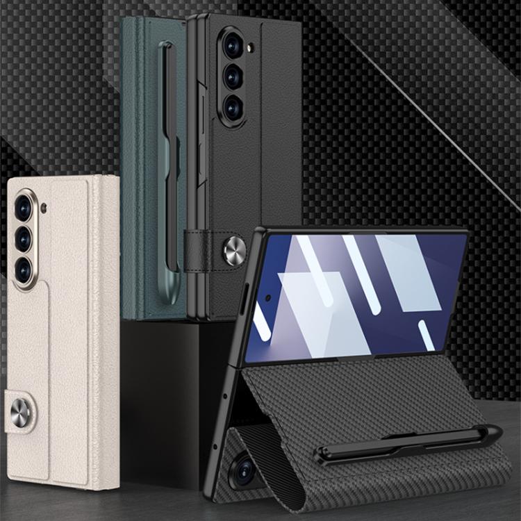 Funda de cuero con tapa integrada GKK para Samsung Galaxy Z Fold7 5G con ranura para lápiz (no incluye lápiz óptico) (negro)