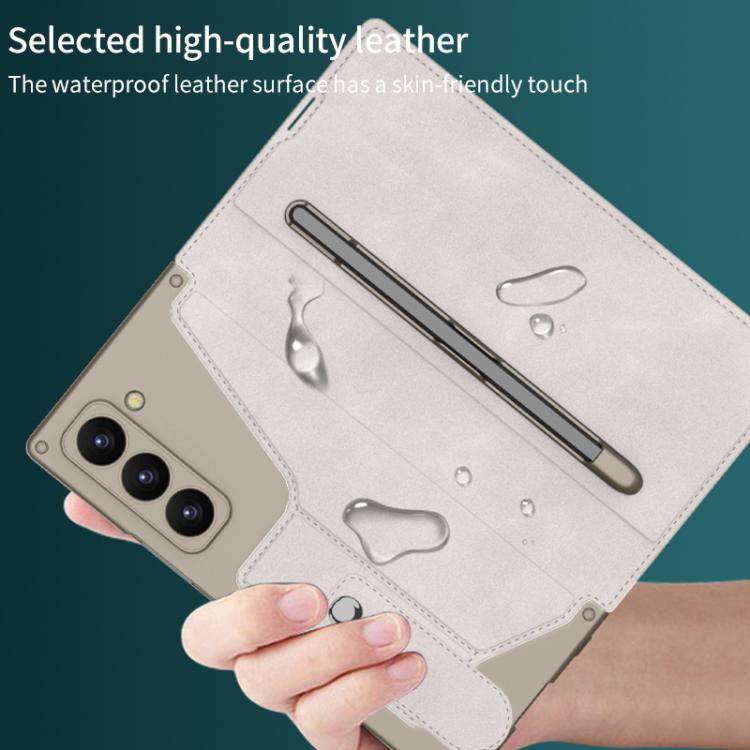 Funda de cuero con tapa y protección integrada GKK para Samsung Galaxy Z Fold7 5G con ranura para bolígrafo (no incluye lápiz óptico) (verde)