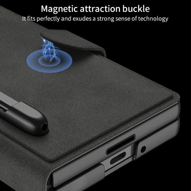 Funda de cuero con tapa y protección integrada GKK para Samsung Galaxy Z Fold7 5G con ranura para bolígrafo (no incluye lápiz óptico) (verde)
