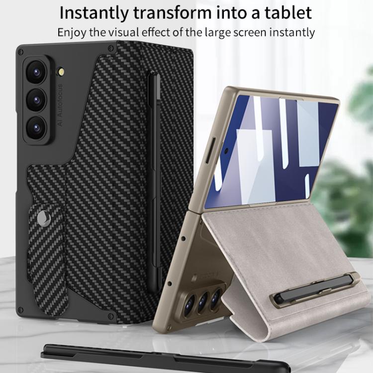 Funda de cuero con tapa y protección integrada GKK para Samsung Galaxy Z Fold7 5G con ranura para bolígrafo (no incluye lápiz óptico) (textura Litchi)