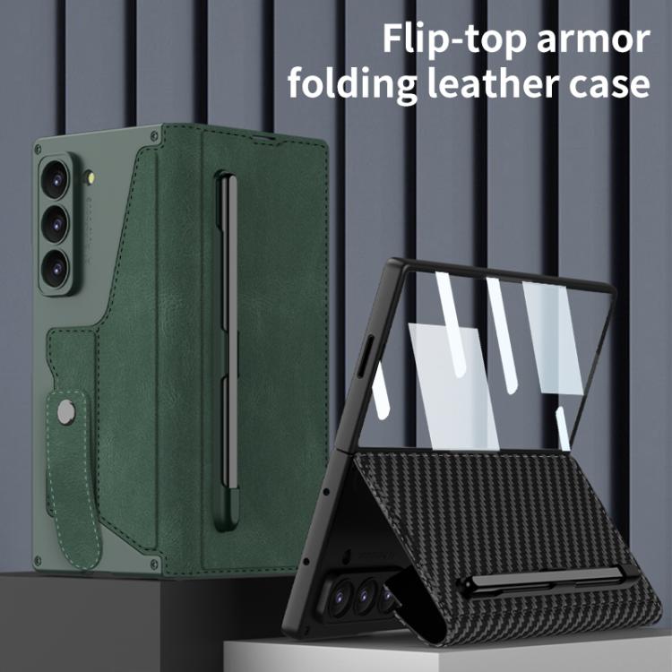 Funda de cuero con tapa y protección integrada GKK para Samsung Galaxy Z Fold7 5G con ranura para bolígrafo (no incluye lápiz óptico) (gris titanio)