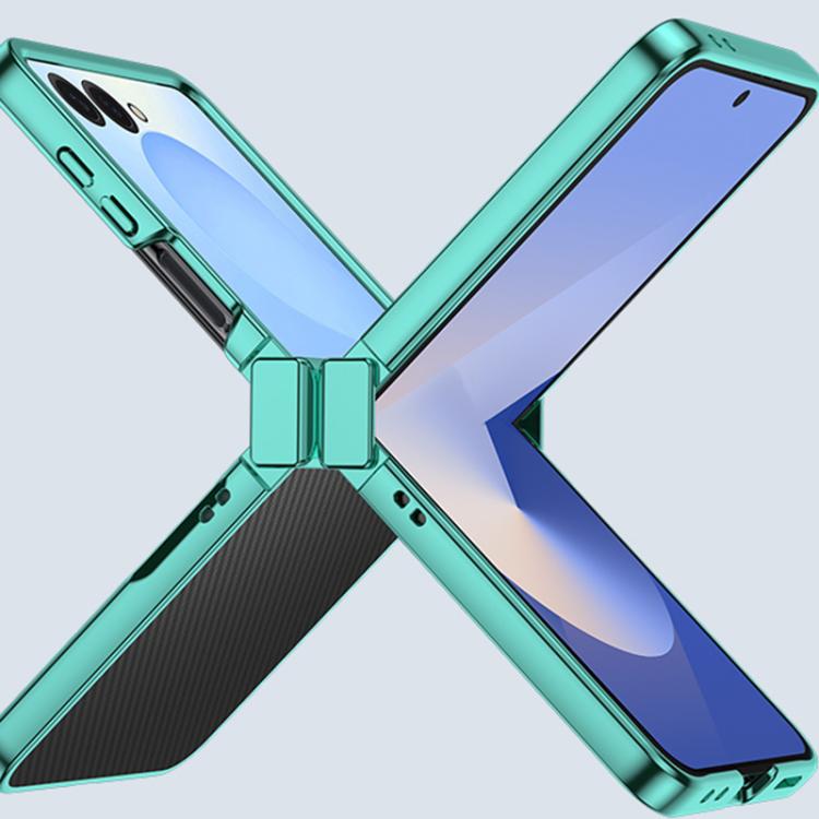Funda de policarbonato galvanizado 6D de tres piezas para Samsung Galaxy Z Flip7 5G, a prueba de golpes (plateada)