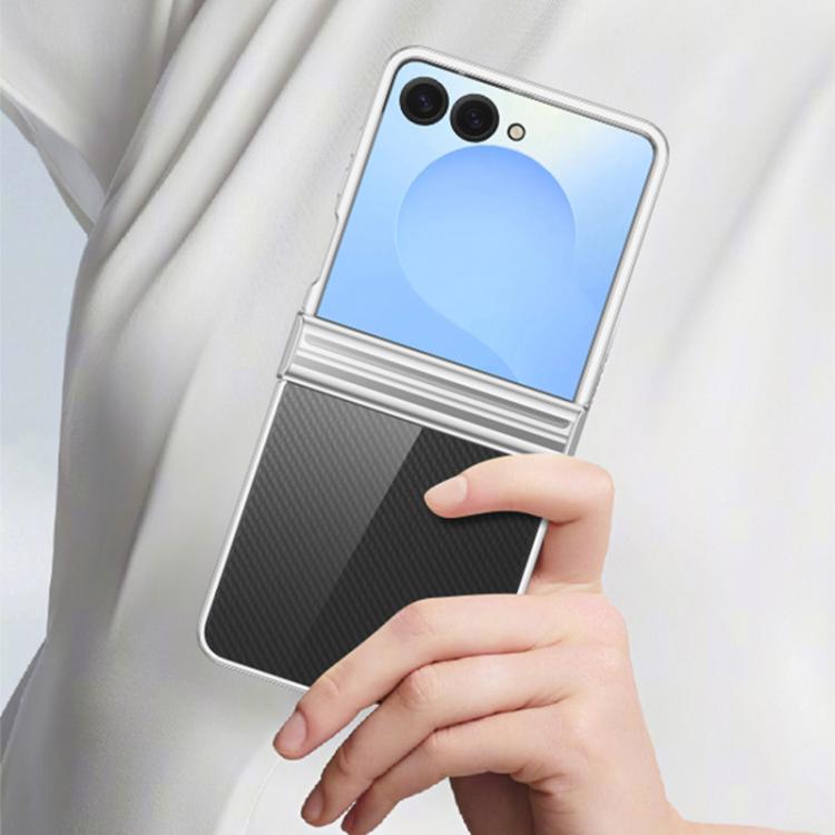 Funda de policarbonato galvanizado 6D de tres piezas para Samsung Galaxy Z Flip7 5G, a prueba de golpes (plateada)