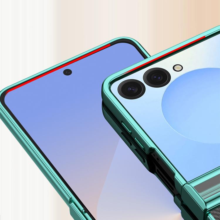 Funda de policarbonato galvanizado 6D de tres piezas para Samsung Galaxy Z Flip7 5G, a prueba de golpes (verde)