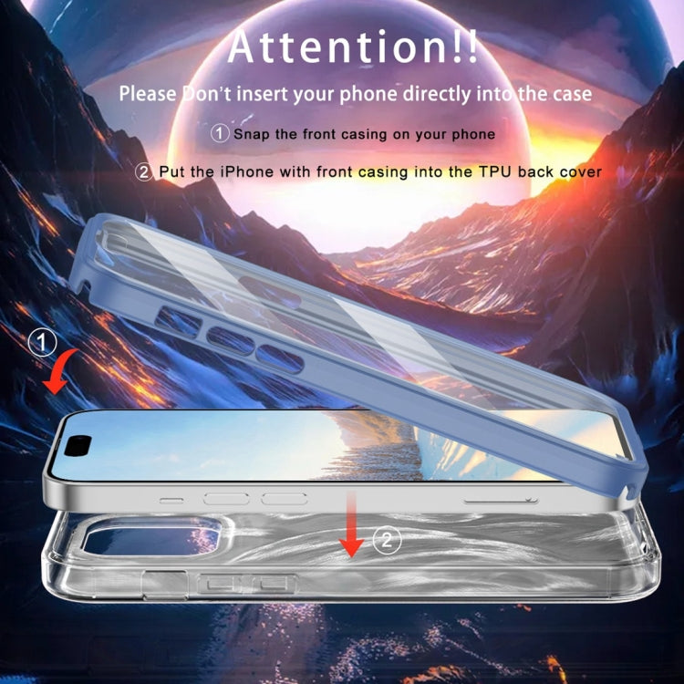Funda para Teléfono iPhone 15 2 en 1 Imd Gradient Feather PC y TPU (Azul) - MOVILSTORE