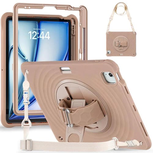 Funda híbrida de silicona para iPad Air 13 con soporte giratorio (2025/2024) (Café Claro)