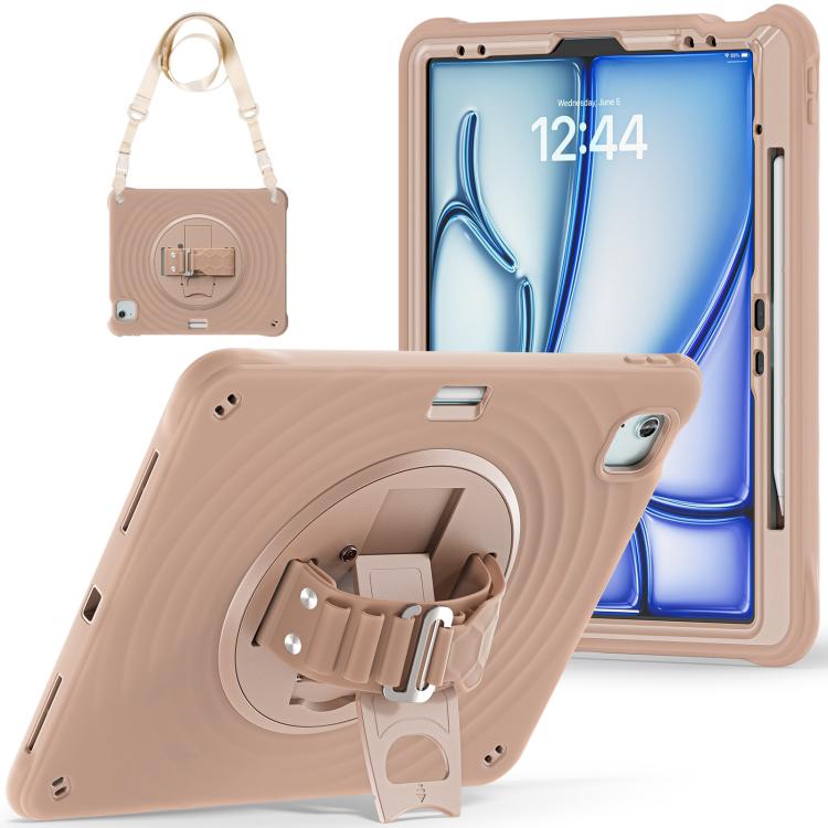Funda híbrida de silicona para iPad Air 13 con soporte giratorio (2025/2024) (Café Claro)
