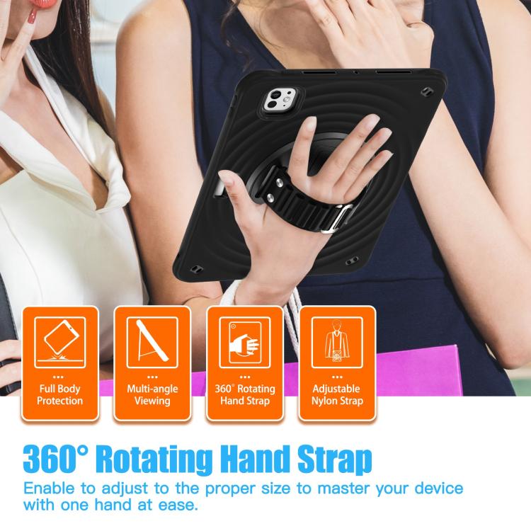 Funda híbrida Silicona con Soporte Giratorio para iPad Pro 11 (2024) (Negro)